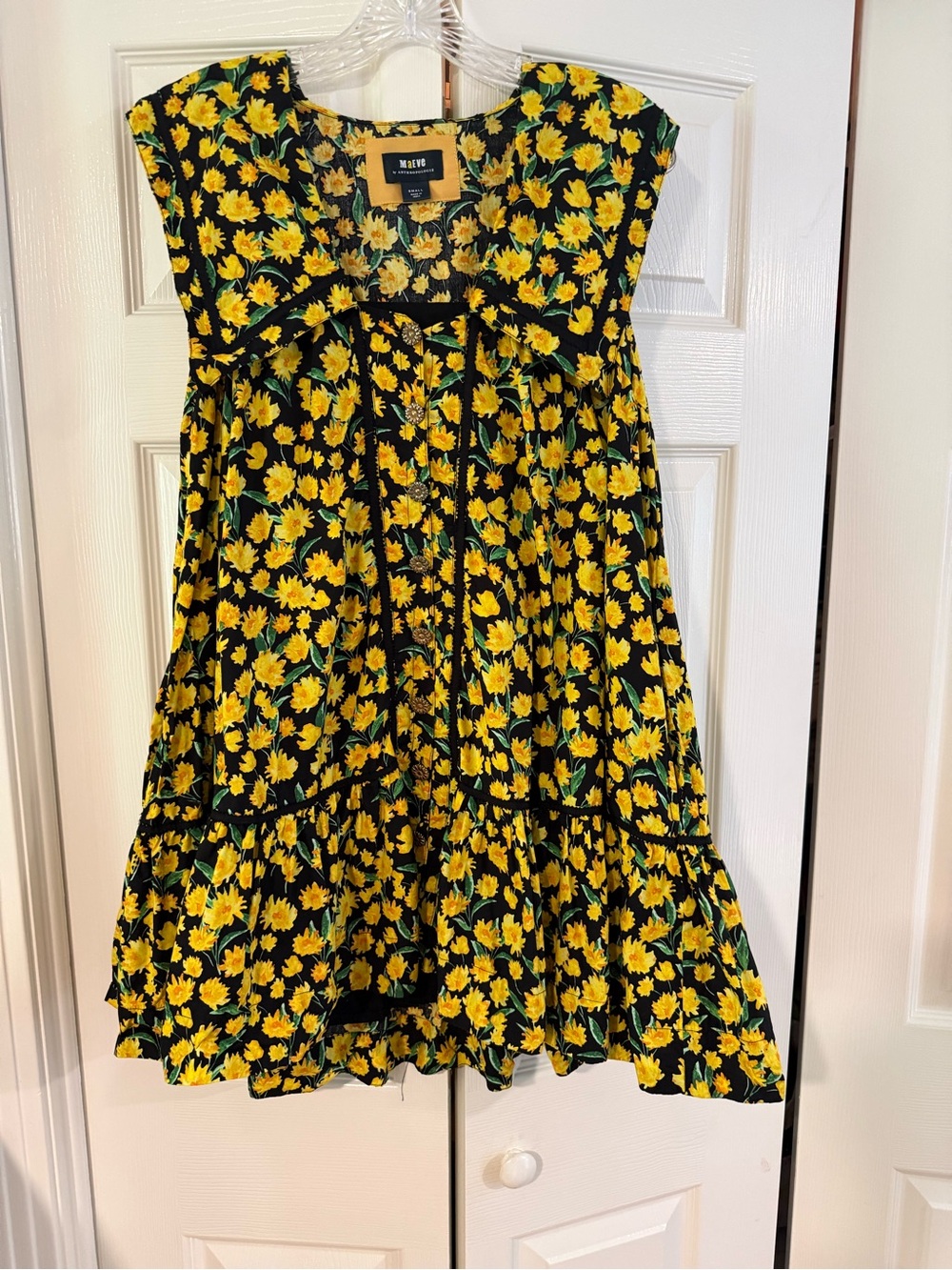Maeve by Anthropologie Floral Daisy Collared Mini Swing Dress Size Small
